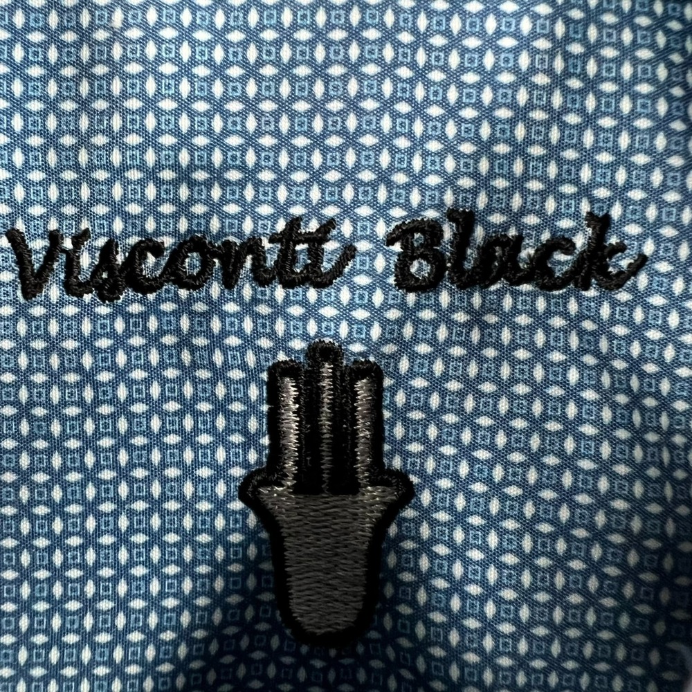 Visconti Black Shirt Mens Small Blue Paisley Striped Long Sleeve Button Up - Picture 3 of 15